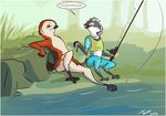  2013 anthro avian bird english_text female fishing fishing_rod invalid_tag kitsune_(character) male owl shiro text tuke worm 