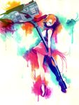  bad_id bad_pixiv_id blue_eyes hammer marker_(medium) nora_valkyrie orange_hair rwby skirt solo traditional_media tsubura_(0oen) weapon 