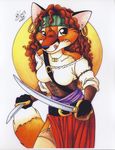  anthro canine female fox mammal michele_light piercing pirate sword tongue weapon 