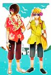  bad_id bad_pixiv_id black_hair blonde_hair bruno_buccellati casual flower flower_necklace giorno_giovanna jewelry jojo_no_kimyou_na_bouken lei multiple_boys necklace summer sunglasses xxxceller 