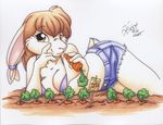 absurd_res anthro carrot eating female garden hi_res lagomorph mammal michele_light pinup pose rabbit solo suggestive thief 