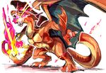  &#31649;&#29392; charizard claws dragon fire horn kudakitsunee male mega_charizard mega_charizard_y mega_evolution nintendo plain_background pok&#233;mon pok&eacute;mon solo standing video_games wings 