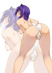  areolae ass blue_eyes blush braid breasts cameltoe clothed_masturbation fingering fingering_through_clothes fingering_through_panties hair_intakes kanon large_breasts lingerie looking_back masturbation masturbation_through_clothing mature minase_akiko mitarashi_kousei nipples no_bra panties purple_hair pussy_juice pussy_juice_trail smile solo sweat through_clothes underwear wet wet_clothes wet_panties white_panties zoom_layer 