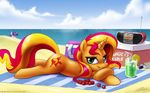  bag beach blonde_hair blue_eyes cherry cloud cool_box cutie_mark drink equestria_girls equine female friendship_is_magic glass hair horn horse ice john_joseco lemon looking_at_viewer lying mammal my_little_pony outside pony pose purple_hair radio red_hair sand sea seaside sky smile sterio sunscreen sunset_shimmer_(eg) towel twilight_sparkle_(mlp) unicorn water 