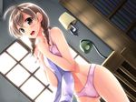  1girl blush bra game_cg indoors kamiyama_kyou kyougoku_touya panties saku shukusai_no_utahime solo tsukuru underwear undressing 