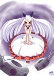  artist_request bubble_skirt cuffs demon_girl dress horns phantom_kingdom pram red_eyes skirt solo white_hair 