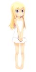  ana_coppola bare_shoulders barefoot blonde_hair collarbone full_body hirary ichigo_mashimaro long_hair simple_background solo standing toes v_arms very_long_hair white_background 