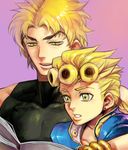 bad_id bad_pixiv_id blonde_hair book dio_brando earrings father_and_son giorno_giovanna green_eyes jewelry jojo_no_kimyou_na_bouken male_focus multiple_boys reading tem_(artist) 