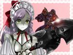  armor artist_request ashlotte_maedel astaroth_(soulcalibur) blonde_hair drill_hair golem gothic_lolita lolita_fashion polearm ribbon silver_hair soulcalibur spear weapon yandere 