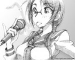  gofu greyscale isone_kotoha microphone monochrome sketch solo traditional_media yozakura_quartet 