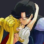  1girl azuma_yukihiko bishoujo_senshi_sailor_moon black_hair blonde_hair chiba_mamoru closed_eyes couple double_bun endymion hetero hug lowres princess_serenity tsukino_usagi twintails 