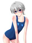  blue_eyes flat_chest highres leni_milchstrasse non-web_source one-piece_swimsuit sakura_taisen school_swimsuit short_hair silver_hair solo swimsuit 