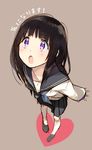  :o aihara_shouta black_hair chitanda_eru face full_body hyouka long_hair open_mouth purple_eyes school_uniform serafuku skirt solo 