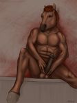  abs animal_genitalia anthro balls biceps big_muscles big_penis blue_eyes brown_fur brown_hair brown_penis equine erection flared_penis fur hair hooves horse horsecock male mammal morticus muscles nipples nude pecs penis pose presenting sheath sitting solo spread_legs spreading toned vein 