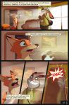  2019 5_fingers canine clothed clothing comic detailed_background digital_media_(artwork) disney female fox green_eyes judy_hopps lagomorph male mammal mechagen nick_wilde open_mouth rabbit russian_text teeth text tongue zootopia 