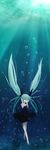  absurdres aqua_eyes aqua_hair bubble covering_ears dress hatsune_miku highres katanakko_daisuki long_hair open_mouth shinkai_shoujo_(vocaloid) solo twintails underwater very_long_hair vocaloid 