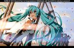  aqua_eyes aqua_hair cloud elbow_gloves fence gloves goodsmile_company goodsmile_racing graffiti hatsune_miku headset leaning_forward leotard letterboxed long_hair necktie open_mouth race_queen racing_miku racing_miku_(2013) saitou_masatsugu sky smile solo tears twintails very_long_hair vocaloid 