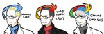  ahoge akuroma_(pokemon) alternate_costume alternate_eye_color alternate_hair_color chrome_(browser) firefox glasses hair_slicked_back internet_explorer labcoat male_focus multicolored_hair parody pokemon pokemon_(game) pokemon_bw2 shaded_face 