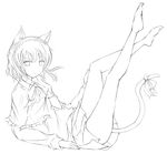  alice_margatroid animal_ears bell cat_ears cat_tail extra_ears greyscale highres jingle_bell kemonomimi_mode looking_at_viewer monochrome short_hair skirt solo tail touhou yosuke 
