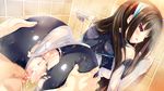  ass ass_grab bath black_hair blush bodysuit censored cum game_cg hoshi_no_ne_sanctuary long_hair marmalade naruse_hirofumi pussy_juice red_eyes sex shinryouji_hisui torn_clothes vagina wet 