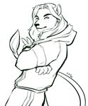  anthro bipedal black_and_white bw crossed_arms digital_drawing_(art) ear_fluff feline fur hoodie leaning leaning_back line_art lion long_tail looking_at_viewer mammal monochrome peace plain_background round_ears side_view smile solo spearfrost standing street tail_tuft terril three-quarter_portrait tuft uncolored_clothing uncolored_eyes uncolored_hair v_sign white_background 