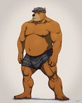  5_toes anthro bear biceps big_muscles boxers chubby claws clothing fur hat male muscles nipples solo standing taoren underwear 