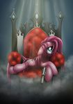  2013 blue_eyes chair cutie_mark equine female friendship_is_magic gun hair high-roller2108 horse my_little_pony pink_hair pinkamena_(mlp) pinkie_pie_(mlp) pony ranged_weapon revolver smoke solo throne weapon 