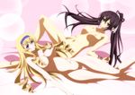  black_hair blonde_hair blue_eyes breasts cecilia_alcott highres infinite_stratos ka2 long_hair multiple_girls navel nipples nude ponytail purple_eyes shinonono_houki 