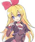  :d blonde_hair blue_eyes dokidoki!_precure finger_to_cheek long_hair open_mouth precure regina_(dokidoki!_precure) simple_background sketch smile solo white_background yukiwo 