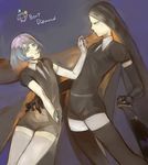  amputee androgynous bad_id bad_pixiv_id black_gloves black_hair black_legwear bort character_name diamond_(houseki_no_kuni) elbow_gloves gem_uniform_(houseki_no_kuni) gloves houseki_no_kuni moebutamoebuta multiple_others necktie short_hair short_shorts shorts single_glove sword thighhighs weapon white_gloves white_legwear 