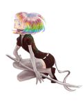  androgynous bad_id bad_pixiv_id bangs bodysuit diamond_(houseki_no_kuni) elbow_gloves flat_chest from_side full_body gem_uniform_(houseki_no_kuni) gloves gradient_hair holding holding_weapon houseki_no_kuni katana leaning_forward miwayama multicolored multicolored_eyes multicolored_hair profile puffy_sleeves rainbow_eyes rainbow_hair sash shoes short_hair short_sleeves simple_background solo squatting sword thighhighs tiptoes turtleneck weapon white_background white_gloves white_legwear zettai_ryouiki 