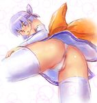  1girl angry anus ass ayane ayane_(doa) bare_shoulders breasts dead_or_alive female japanese_clothes legwear marmelo panties purple_hair shiny skirt solo tecmo thighhighs thighs underwear upskirt 