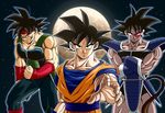  bardock clenched_fist clenched_hand crossed_arms dark_skin dbz dragon_ball dragonball_z goku light_skin lowres scouter son_gokuu tullece turles 