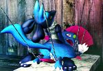 ambiguous_gender anal bdsm blush bondage bound butt cowgirl_position crying cum forced hindpaw lucario male nintendo on_top paws penis pok&#233;mon pok&eacute;mon rape restrained rope sex straddling tears tied_down unknown_artist video_games weavile 