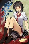  brown_hair camera choker fatal_frame hinasaki_miku piaisai red_eyes shoes sitting socks solo 