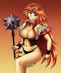  1girl breasts large_breasts mr_creeping_deth mrcreepingdeth queen&#039;s_blade queen's_blade red_hair risty smile solo tattoo 