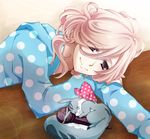  asahina_louis blonde_hair brothers_conflict brown_eyes hair_over_one_eye highres hood hoodie iroha_(hime0x0) juli_(brothers_conflict) long_hair male_focus microphone smile squirrel 