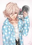  asahina_louis blonde_hair brothers_conflict ca_yu hair_over_one_eye hood hoodie jewelry juli_(brothers_conflict) long_hair male_focus necklace smile squirrel yellow_eyes 