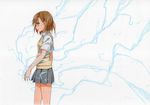  brown_eyes brown_hair electricity iyakun misaka_mikoto school_uniform skirt solo to_aru_kagaku_no_railgun to_aru_majutsu_no_index 