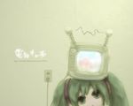  bad_id bad_pixiv_id electric_socket green_eyes green_hair hatsune_miku nekoita solo television vocaloid 