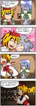  2girls 4koma :d @_@ ^_^ animal_ears blush candle closed_eyes comic commentary crazy_eyes dvd_(object) fang finnish grey_hair heart heavy_breathing mouse_ears multicolored_hair multiple_girls nazrin open_mouth setz smile tiger toramaru_shou touhou translated two-tone_hair 