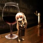  alcohol bar cup drinking_glass figure glass highres long_hair megurine_luka minigirl nekoita solo very_long_hair vocaloid wine wine_glass 