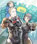  2girls age_difference armor bad_id bad_pixiv_id black_eyes black_hair blue_eyes blue_hair bob_cut bodysuit brown_hair carrying clenched_hand dress drivesuit dual_persona gipsy_danger mako_mori mecha multicolored_hair multiple_girls pacific_rim raleigh_becket shoes short_hair shoulder_carry smile socks streaked_hair super_robot teuteu08 