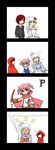  4koma ? blue_eyes blush book cape child comic dress dual_wielding flower formal hair_flower hair_ornament highres holding hood if_they_mated imagining ips_cells long_hair lunarisaileron mother_and_daughter multiple_girls necktie pink_hair red_hair rose ruby_rose rwby short_hair side_ponytail silent_comic suit weapon wedding_dress weiss_schnee white_hair wife_and_wife yuri 