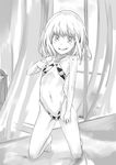  bad_id bad_pixiv_id bare_legs bute_(butegram) flat_chest greyscale kneeling leivinia_birdway monochrome short_hair smile swimsuit to_aru_majutsu_no_index to_aru_majutsu_no_index:_new_testament 