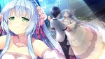  1boy 1girl blue_hair blush couple dancing dress game_cg green_eyes koba_kazuomi koi_saku_miyako_ni_ai_no_yakusoku_wo_~annaffiare~ long_hair natsume_eri winifred_d_land 