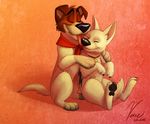  absurd_res blush bolt bolt_(film) brown_fur canine collar cuddling cute disney dodger dog eyes_closed feral fur gay german_shepherd hi_res hug male mammal paws plain_background romantic smile tongue vekke white_fur 