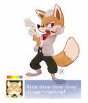  blue_eyes boots canine clothing dancing fox fox_mccloud gloves jacket male mammal nintendo pants parody rollingrabbit star_fox text trousers video_games what_does_the_fox_say ylvis 