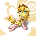  blonde_hair blush braeburn_(mlp) cutie_mark equine feral friendship_is_magic fur girly green_eyes hair hat horse makeup male mammal my_little_pony pony renatetherat socks solo two_tone_hair yellow_fur 