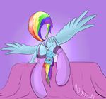  anthrofied anus bed breasts butt crotchless_panties cyan_body equine feathers female friendship_is_magic hair horse legwear lingerie long_hair mammal mdgusty multi-colored_hair my_little_pony panties pegasus pony presenting presenting_hindquarters purple_eyes pussy rainbow_dash_(mlp) rainbow_hair rainbow_tail raised_tail signature simple_background solo spread_butt spreading stockings translucent underwear wing_boner wings 